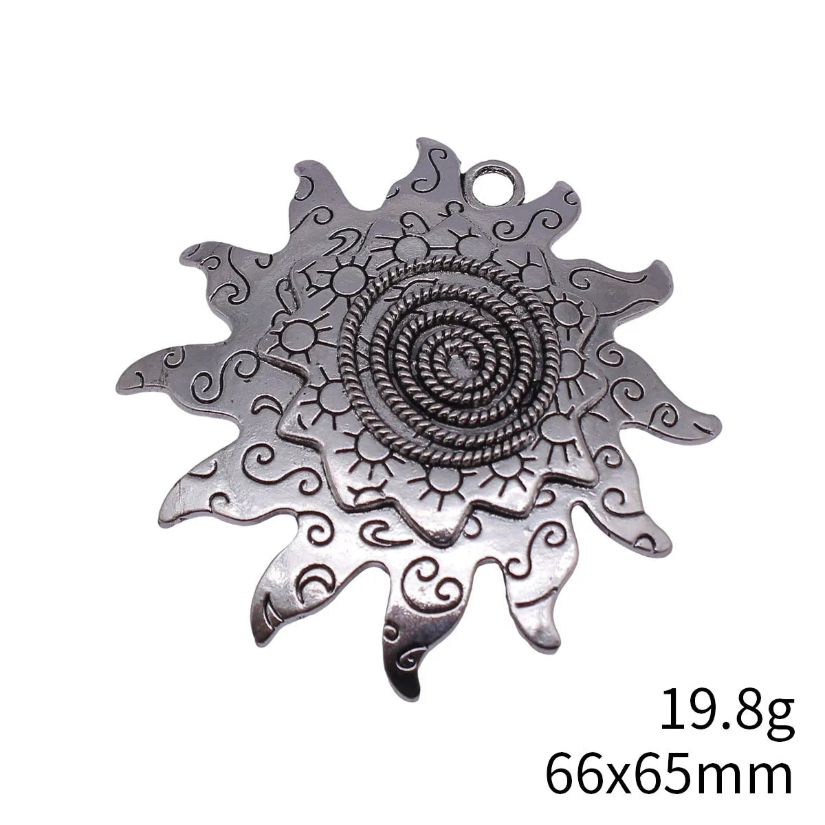 66x65mm 19.8g Multicolor Zinc Alloy Swirl Pattern Sun Charm Pendant for DIY Necklace Jewelry Making