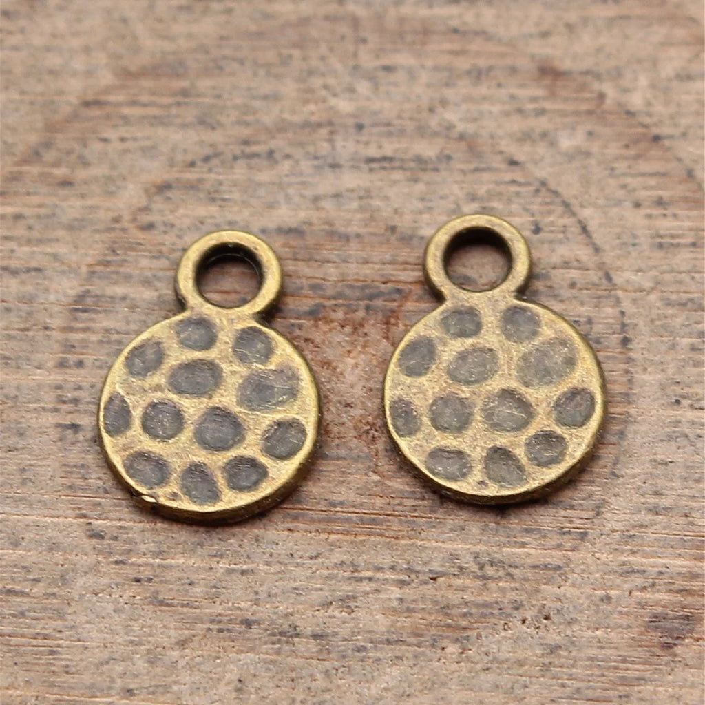 11x8mm 0.4g Multi Color Zinc Alloy Hammered Round Disc Charm Pendant for DIY Jewelry Making