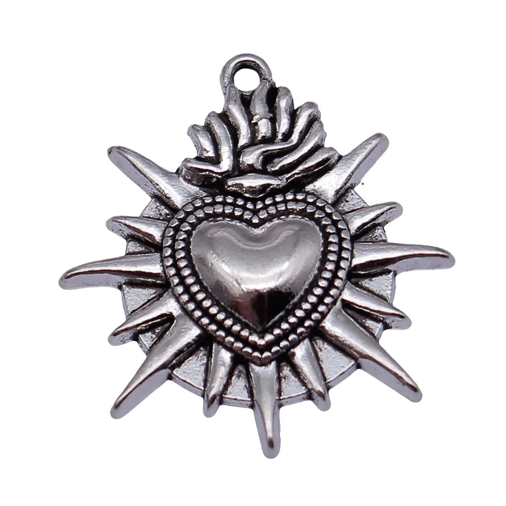 26x24mm 2.9g Antique Silver Zinc Alloy Gothic Heart Charm Pendant for DIY Necklace Jewelry Making