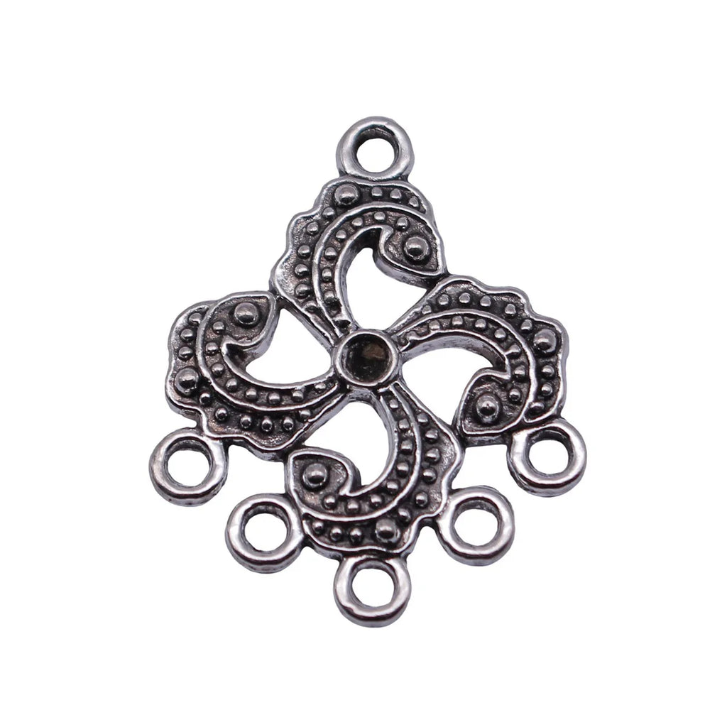 31x25mm 2.6g Antique Silver Zinc Alloy Swirl Connector Charm for DIY Earring Jewelry Making