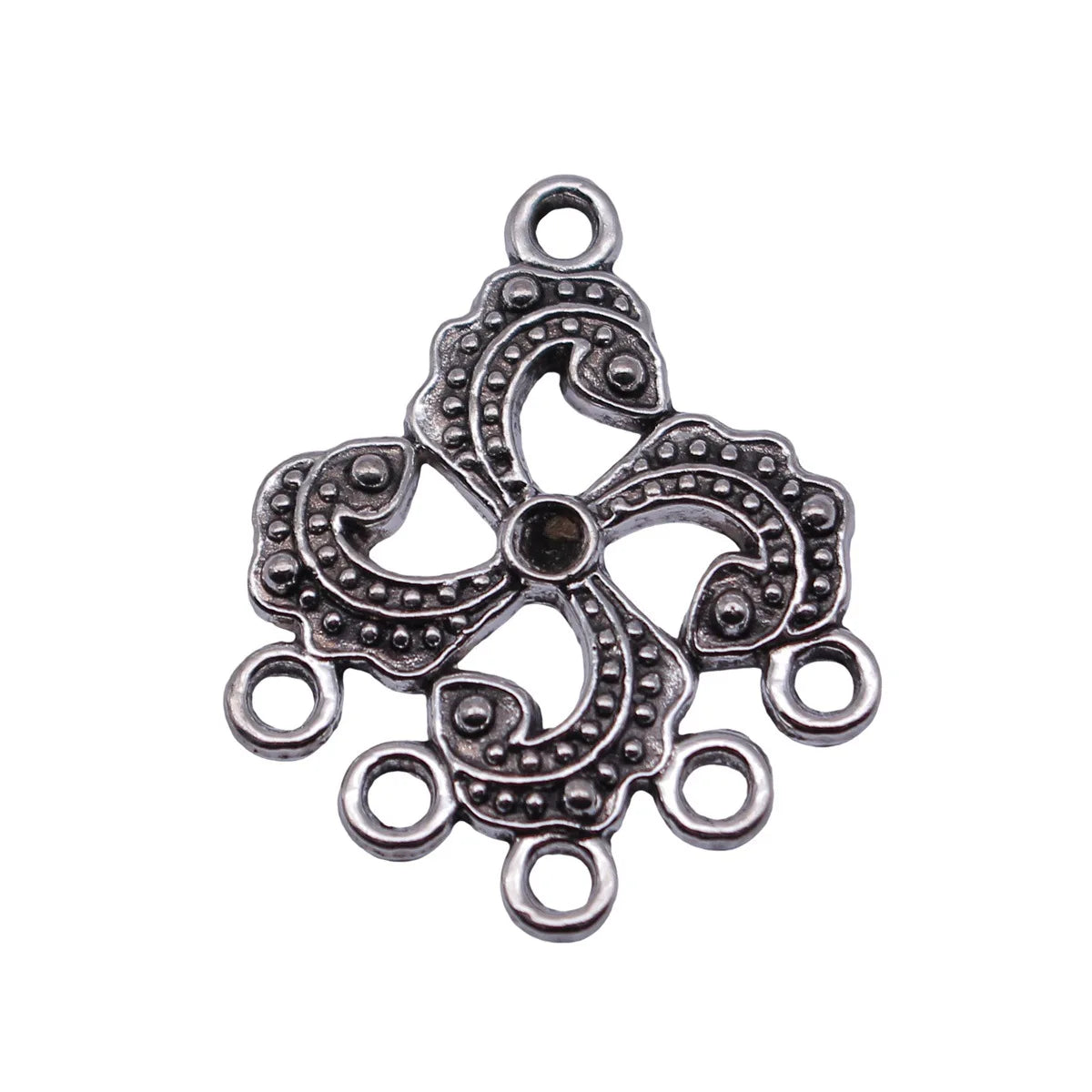 31x25mm 2.6g Antique Silver Zinc Alloy Swirl Connector Charm for DIY Earring Jewelry Making