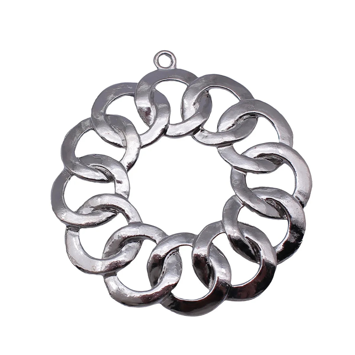 77x71mm 25.4g White K Color Zinc Alloy Hollow Geometric Interlocking Ring Charm Pendant for DIY Necklace