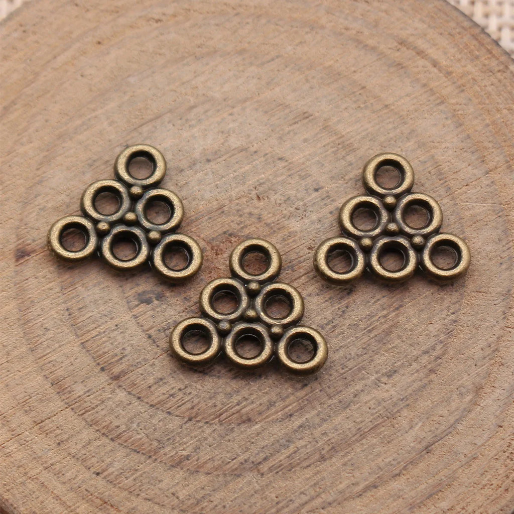 14x12mm 0.55g Multicolor Zinc Alloy Multi Hole Triangle Connector Charm for Earring Jewelry Making