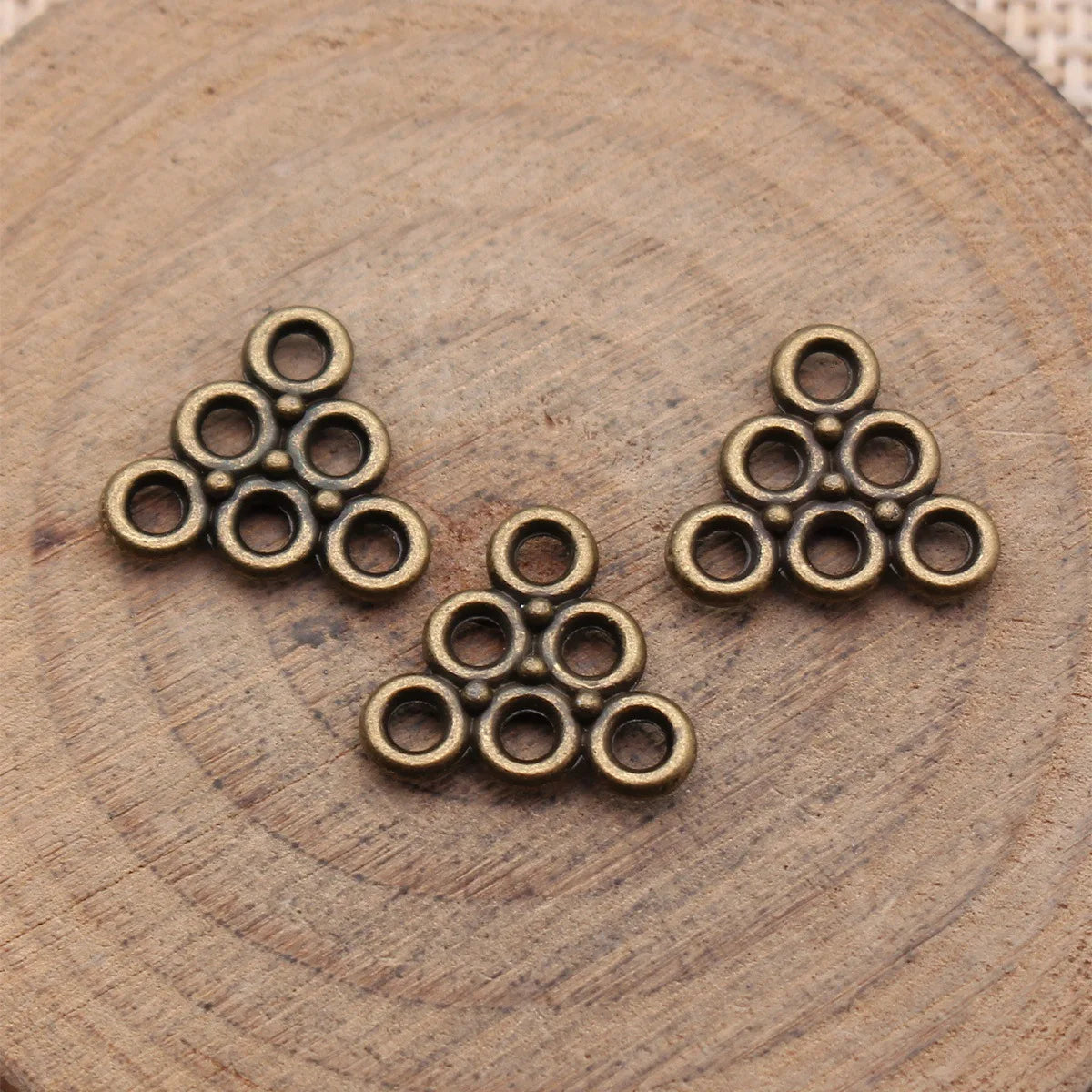 14x12mm 0.55g Multicolor Zinc Alloy Multi Hole Triangle Connector Charm for Earring Jewelry Making