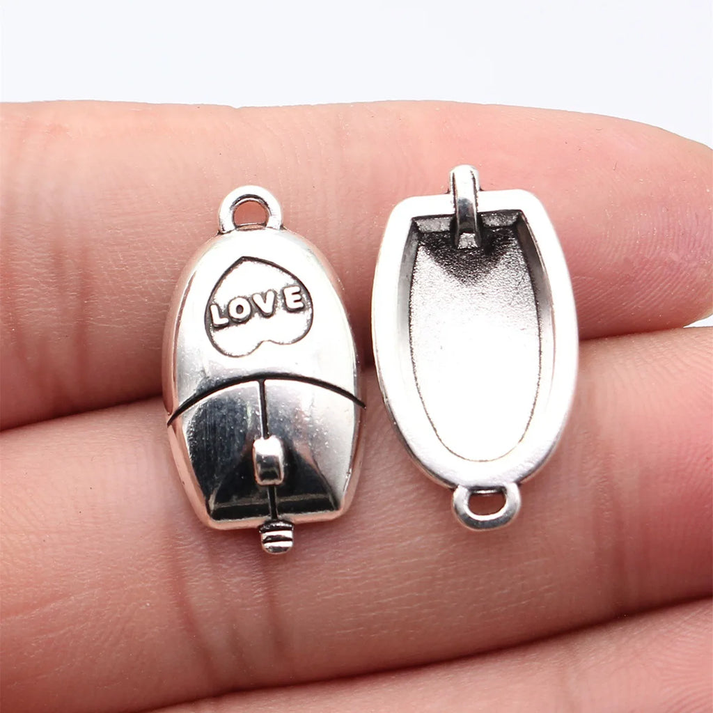 25x14mm 2.4g Antique Silver Zinc Alloy LOVE Mouse charm pendant for DIY bracelet necklace making