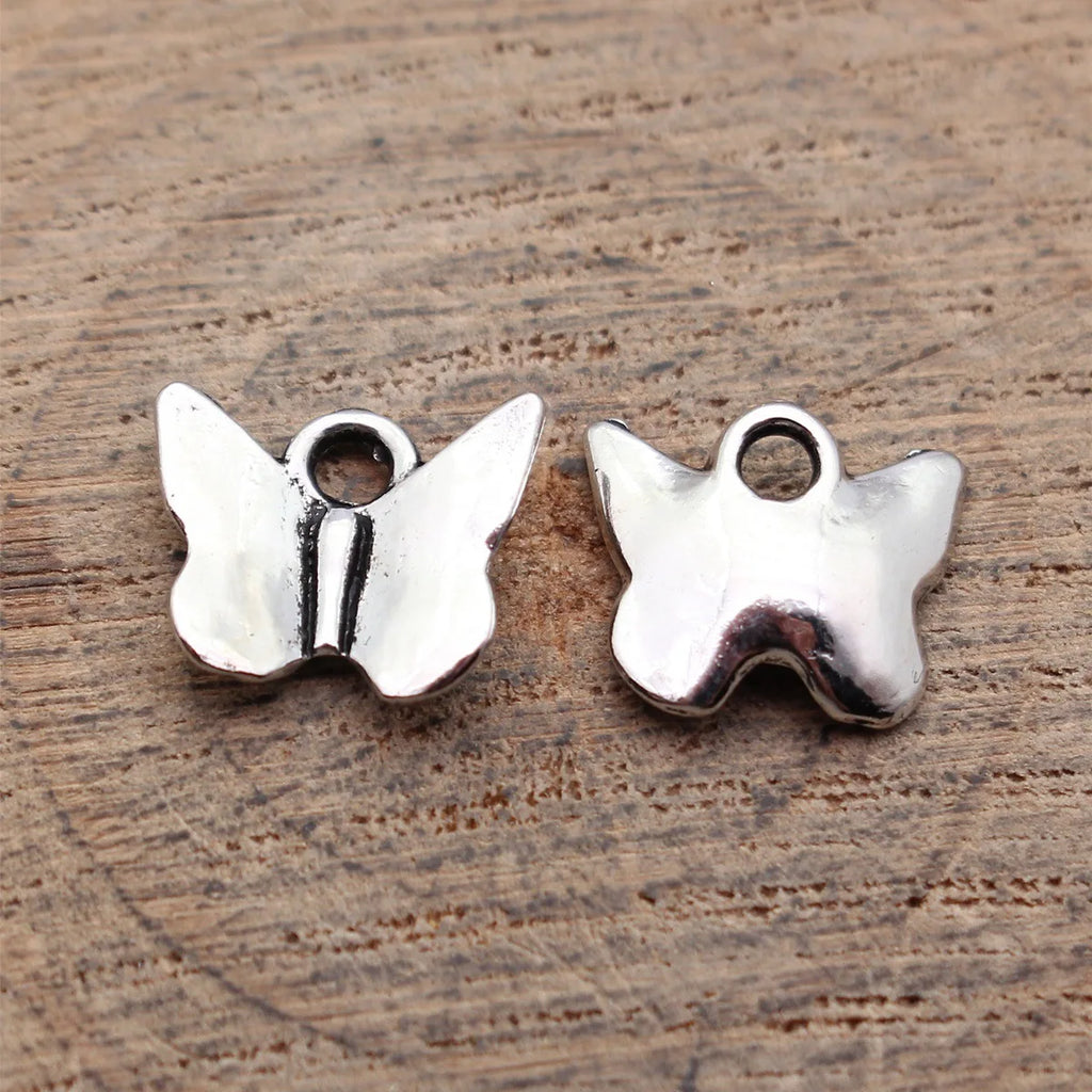11x10mm 0.55g Blackened White K Zinc Alloy Butterfly Charm Pendant for Necklace Bracelet Jewelry Making