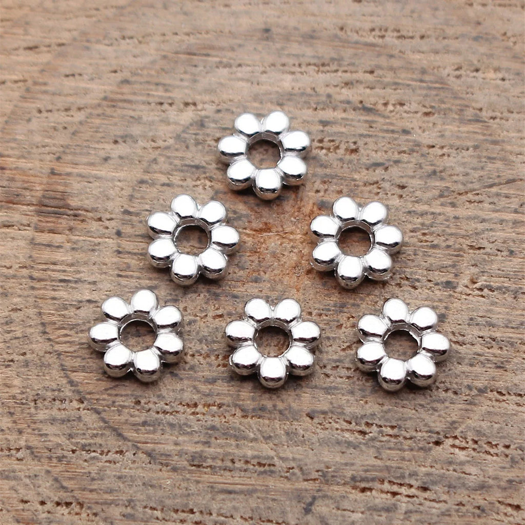 6x6x1.6mm 0.17g Multi-Color Zinc Alloy Flower Shape Spacer Beads for DIY Bracelet Necklace Making