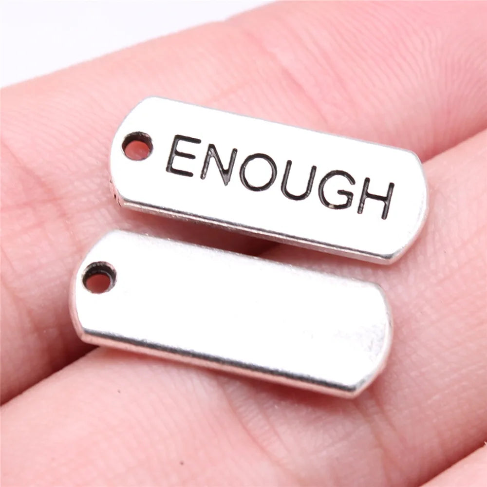 21x8mm 1.8g Multicolor Zinc Alloy ENOUGH Charm Pendant for DIY Necklace Bracelet Jewelry Making
