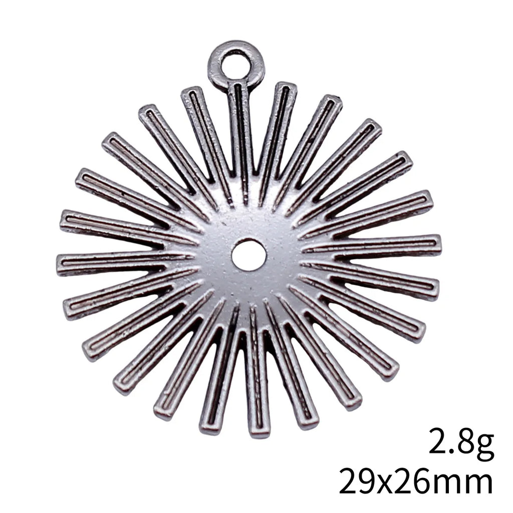 29x26mm 2.8g Multicolor Zinc Alloy Round Geometric Sun Charm Pendant for DIY Necklace Bracelet