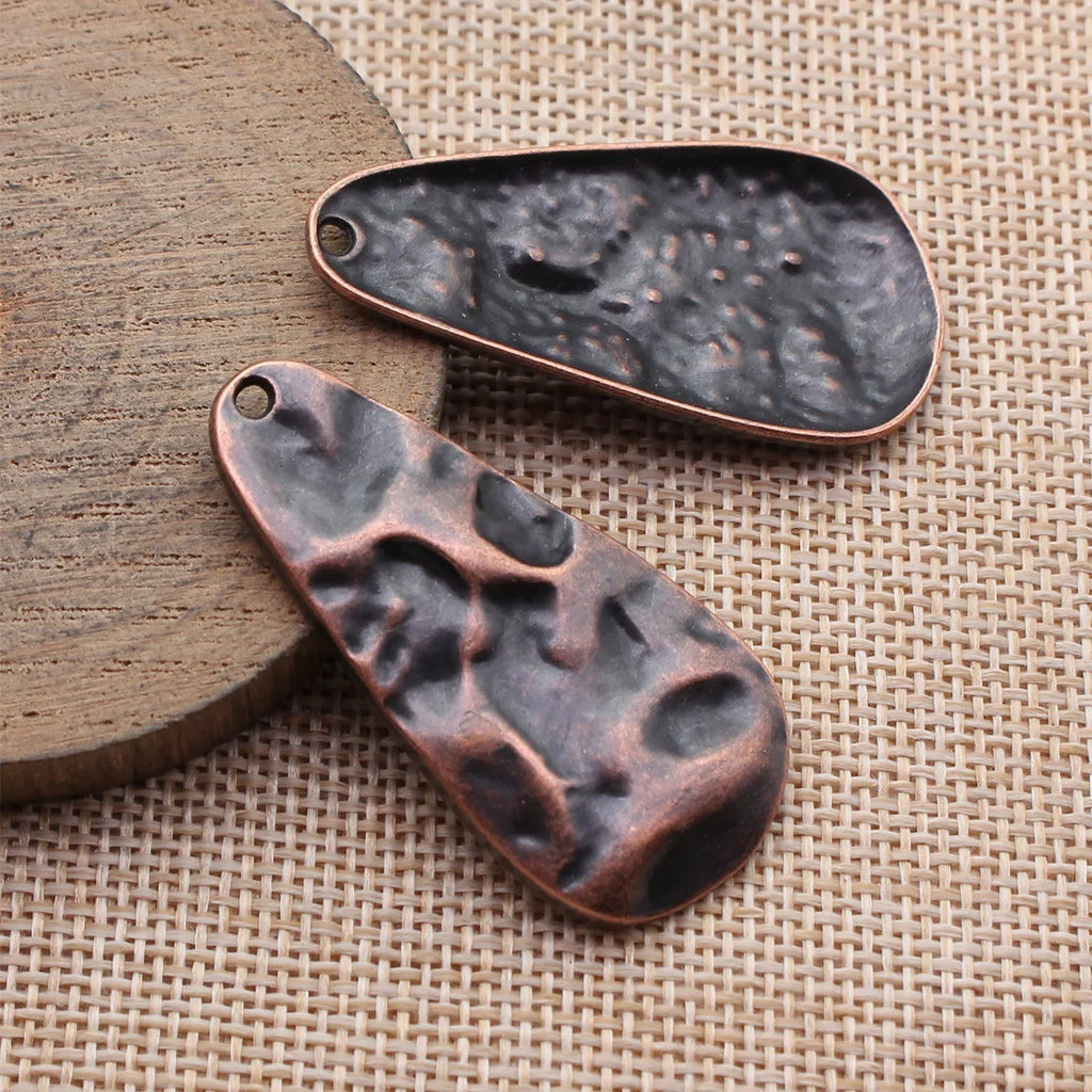 47x23mm 5.5g Multicolor Zinc Alloy Textured Teardrop Charm Pendant for DIY Necklace Jewelry Making