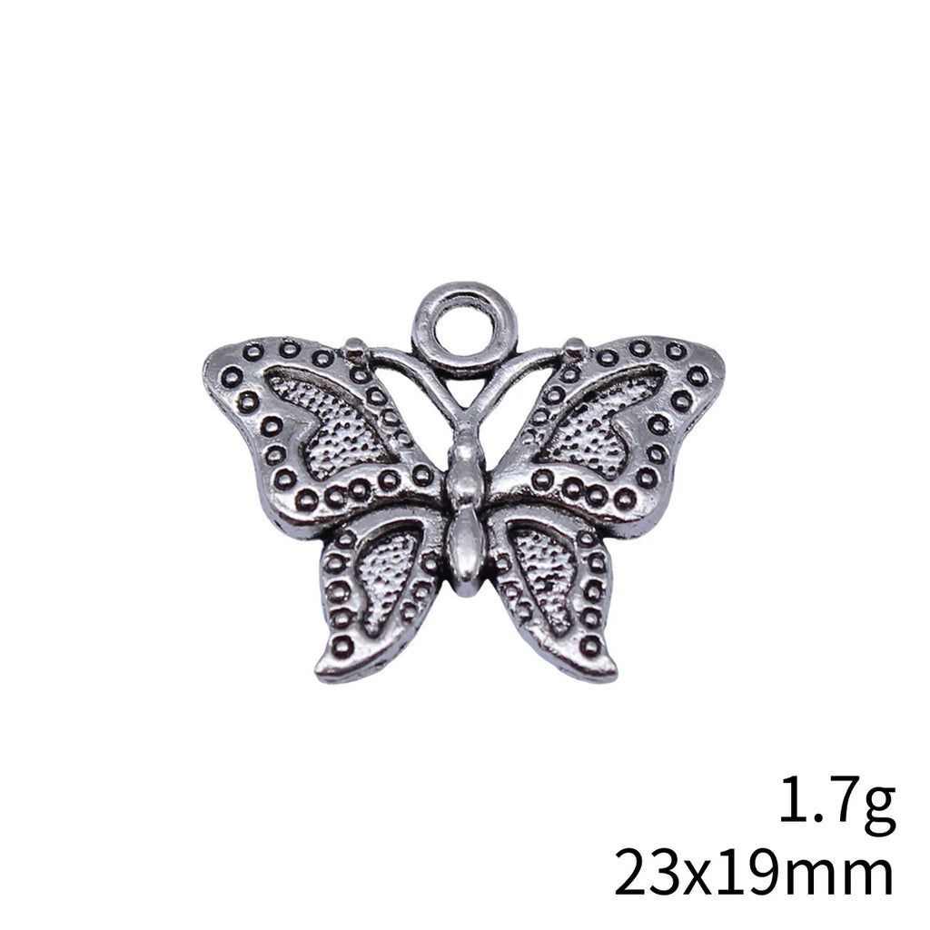 23x19mm 1.7g Antique Silver Zinc Alloy Butterfly Charm Pendant for DIY Necklace Bracelet Jewelry