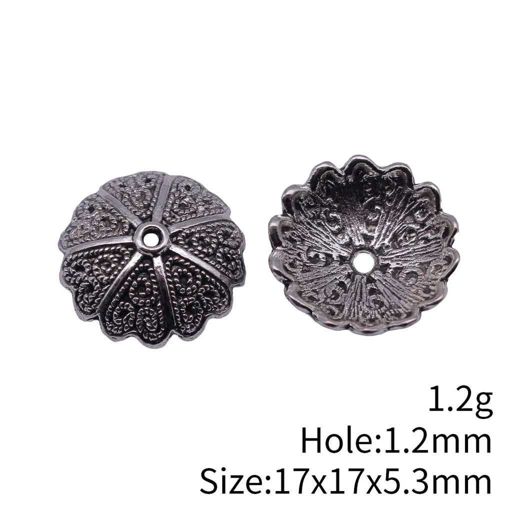17x17x5.3mm 1.2g Antique Silver Zinc Alloy Flower Bead Caps Jewelry Findings for DIY Beaded Accessories