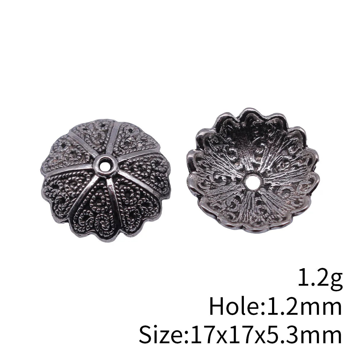 17x17x5.3mm 1.2g Antique Silver Zinc Alloy Flower Bead Caps Jewelry Findings for DIY Beaded Accessories