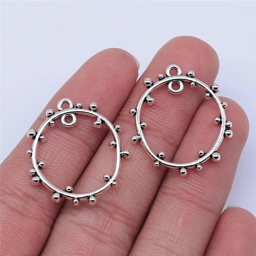 26x24mm 1.9g Antique Silver Zinc Alloy Earring Connector Charm for DIY Earrings Jewelry Making Findings