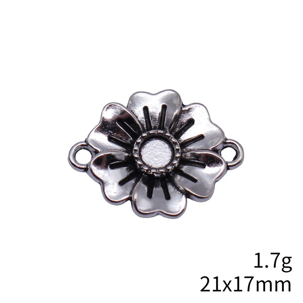 21x17mm 1.7g Antique Silver Zinc Alloy Flower Connector Charm Jewelry Findings for DIY Bracelet Making