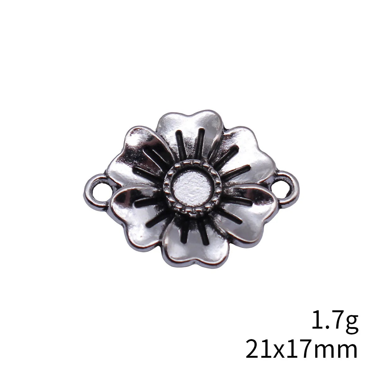 21x17mm 1.7g Antique Silver Zinc Alloy Flower Connector Charm Jewelry Findings for DIY Bracelet Making
