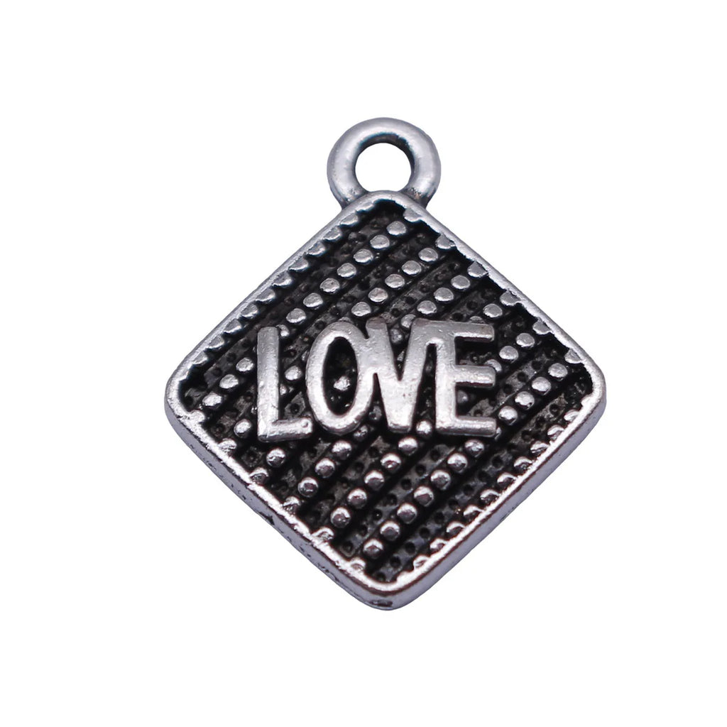 19x16mm 1.4g Antique Silver Zinc Alloy LOVE Charm Pendant for DIY Necklace Bracelet Making