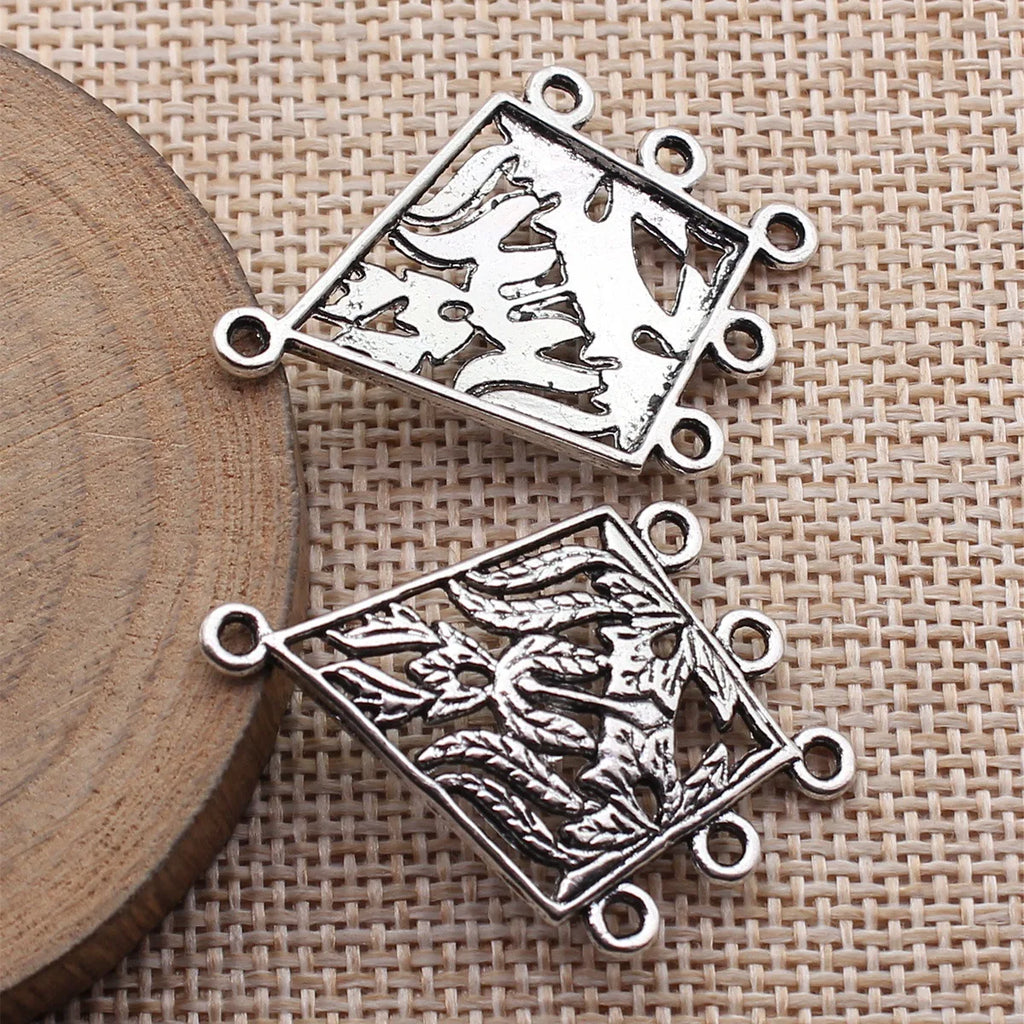 38x27mm 2.7g Antique Silver Zinc Alloy Earring Connector Charm Findings for DIY Earrings Making