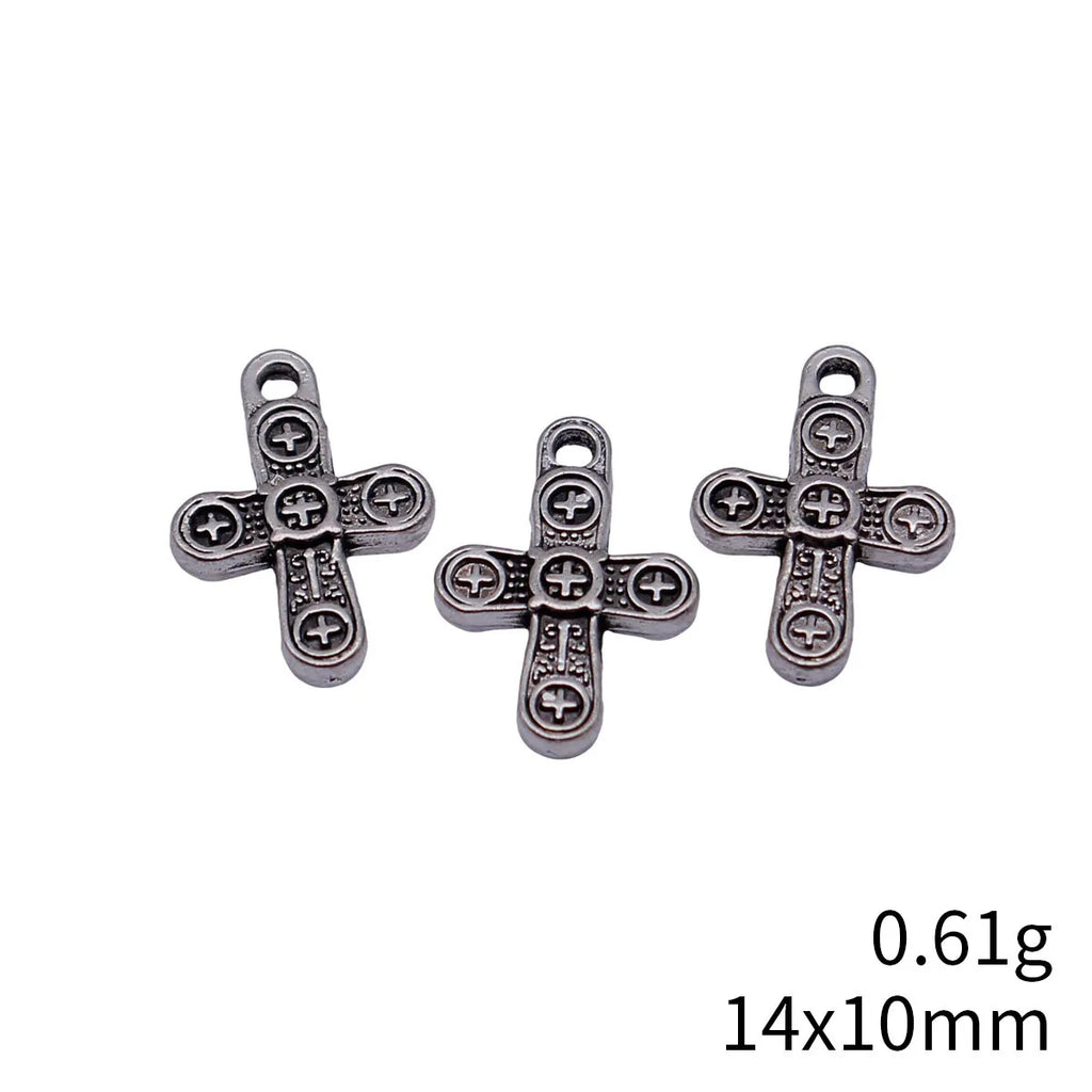 14x10mm 0.61g Antique Silver Zinc Alloy Cross Charm Pendant for DIY Necklace Bracelet Making