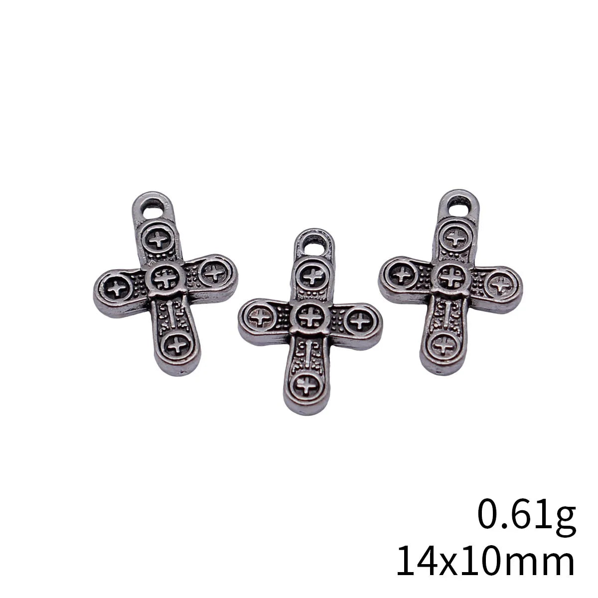 14x10mm 0.61g Antique Silver Zinc Alloy Cross Charm Pendant for DIY Necklace Bracelet Making