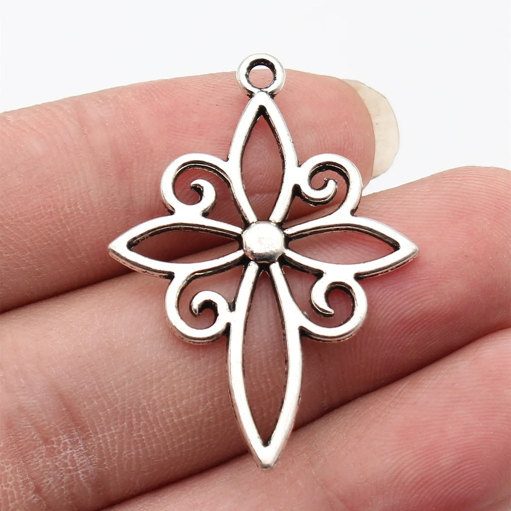 41x30mm 3.2g Antique Silver Zinc Alloy Hollow Cross Star Celtic Knot Charm Pendant for DIY Jewelry Making