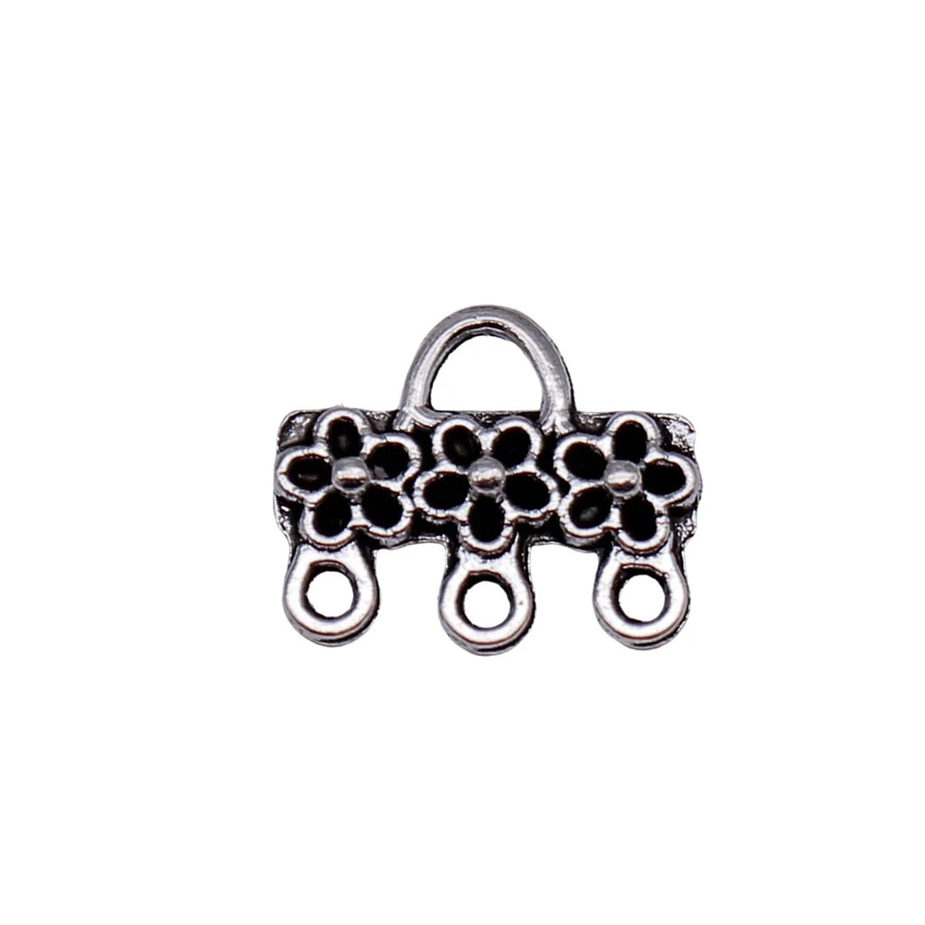 13x11mm 0.58g Antique Silver Zinc Alloy Flower Connector Charm for DIY Earrings Jewelry Making