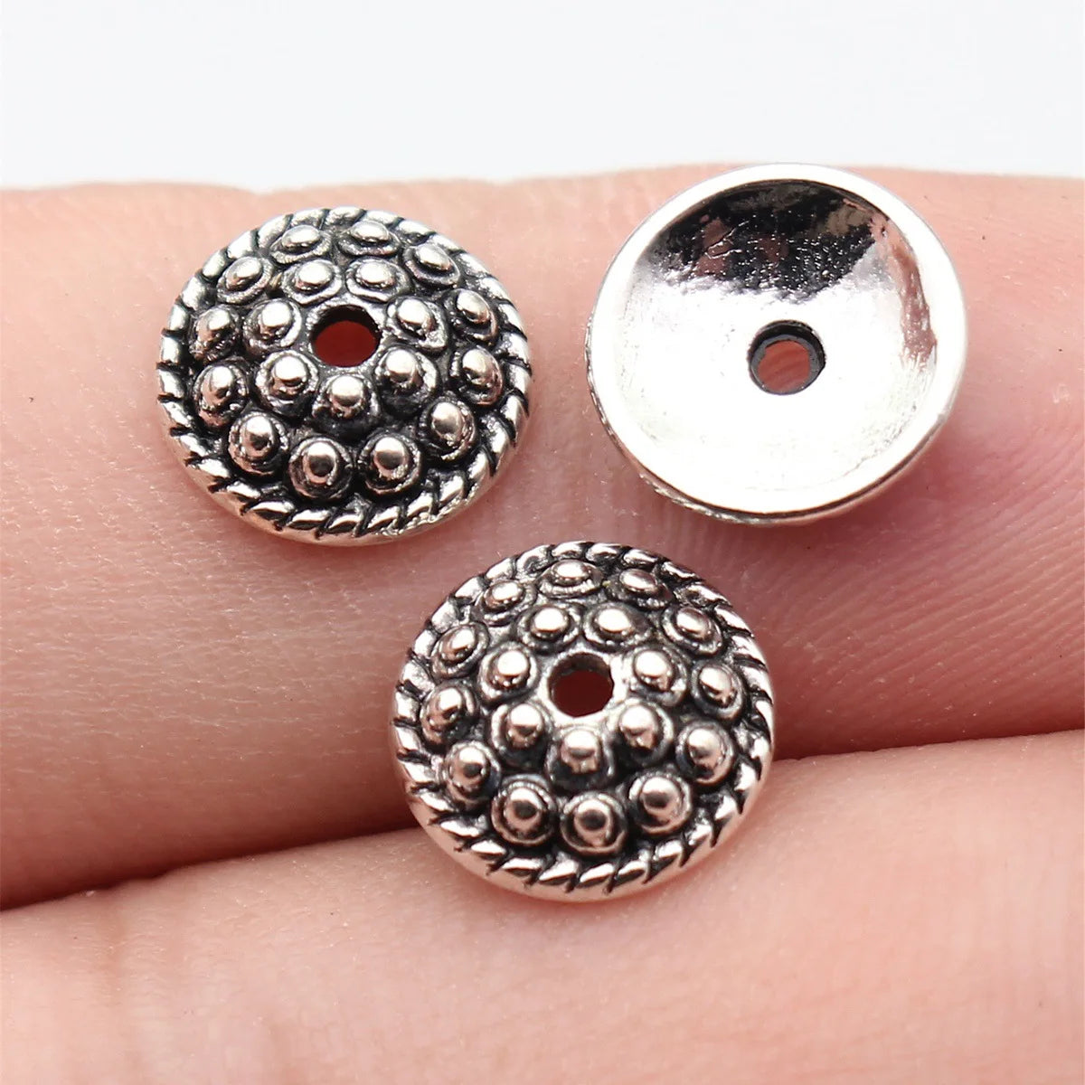 11x11x3.4mm 0.7g Multicolor Zinc Alloy Raised Dot Bead Cap Flower Findings for DIY Beaded Jewelry