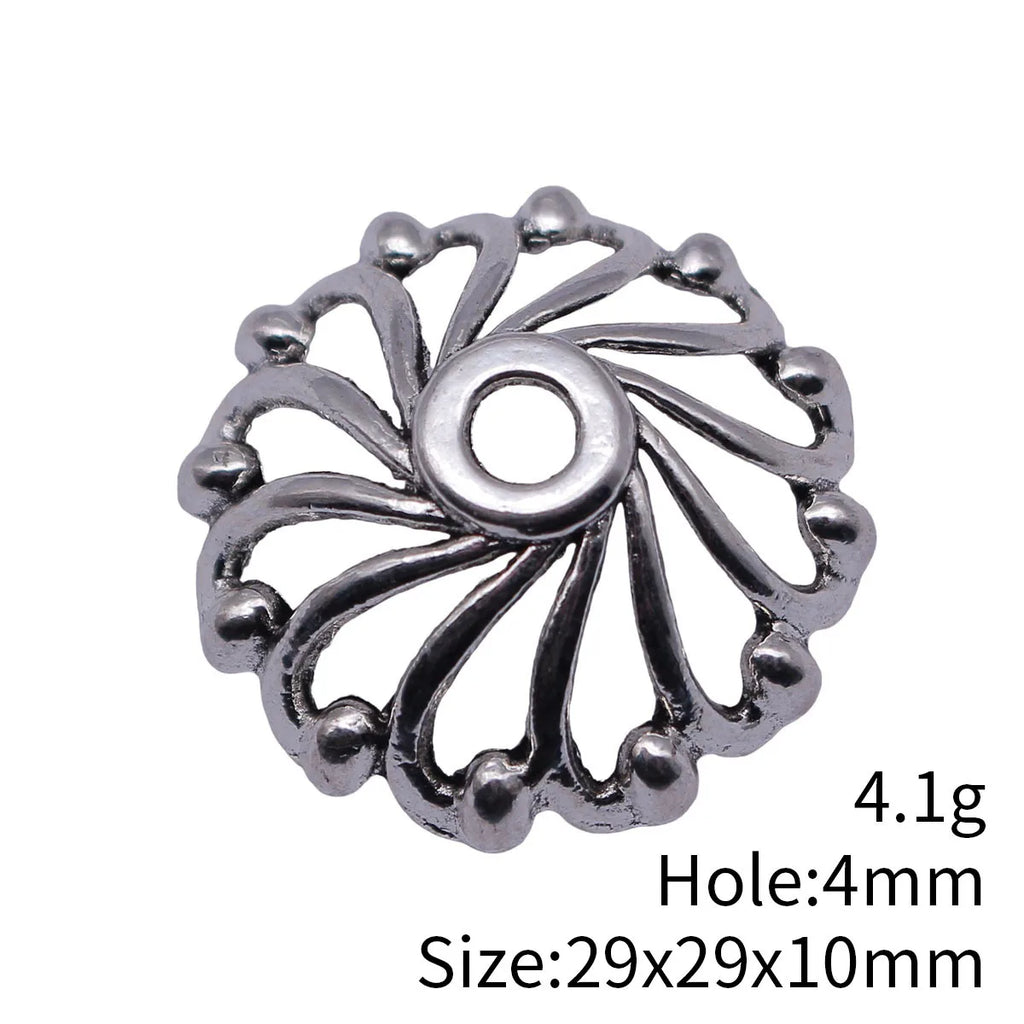 29x29x10mm 4.1g Antique Silver Zinc Alloy Hollow Flower Bead Cap Jewelry Findings for DIY Beadwork