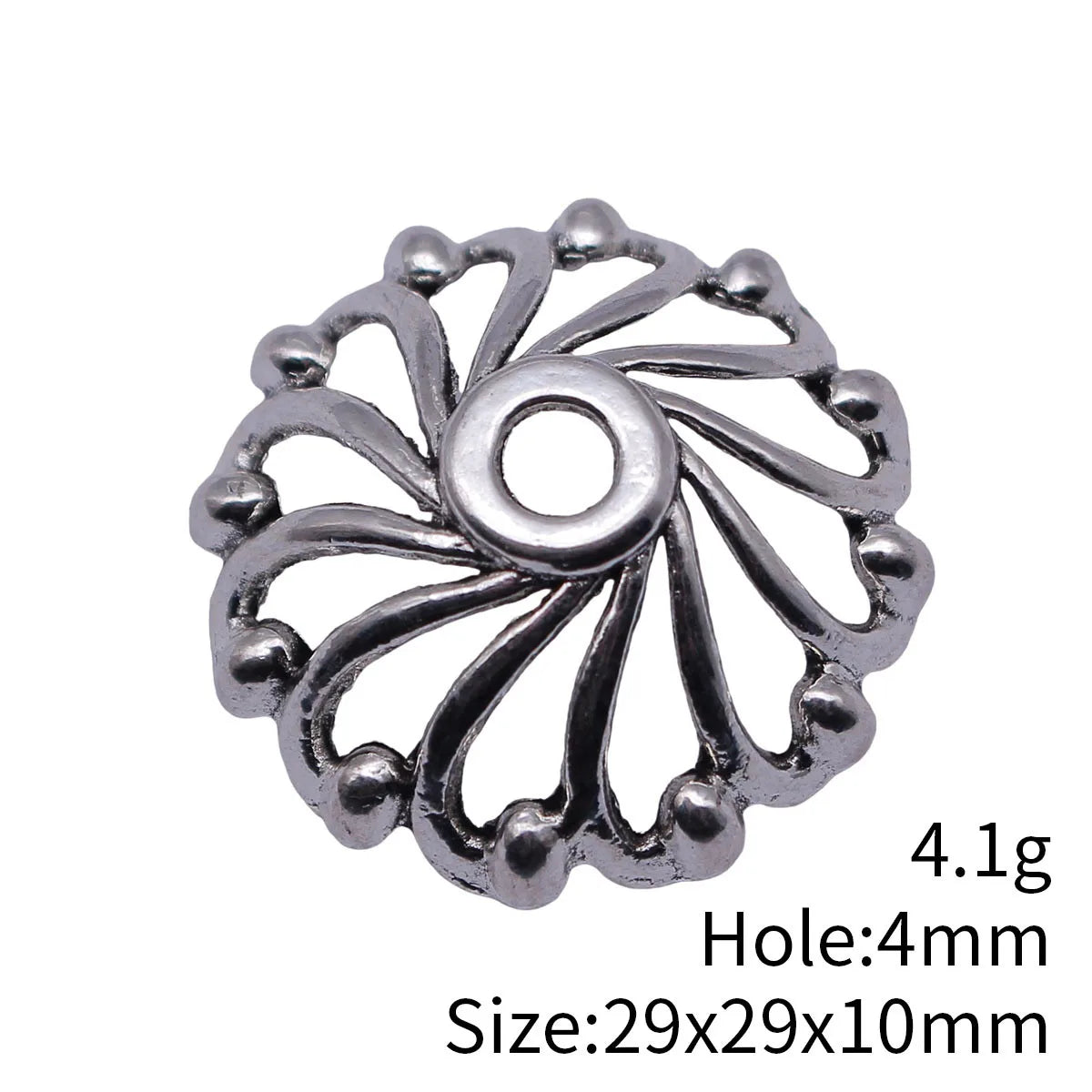 29x29x10mm 4.1g Antique Silver Zinc Alloy Hollow Flower Bead Cap Jewelry Findings for DIY Beadwork