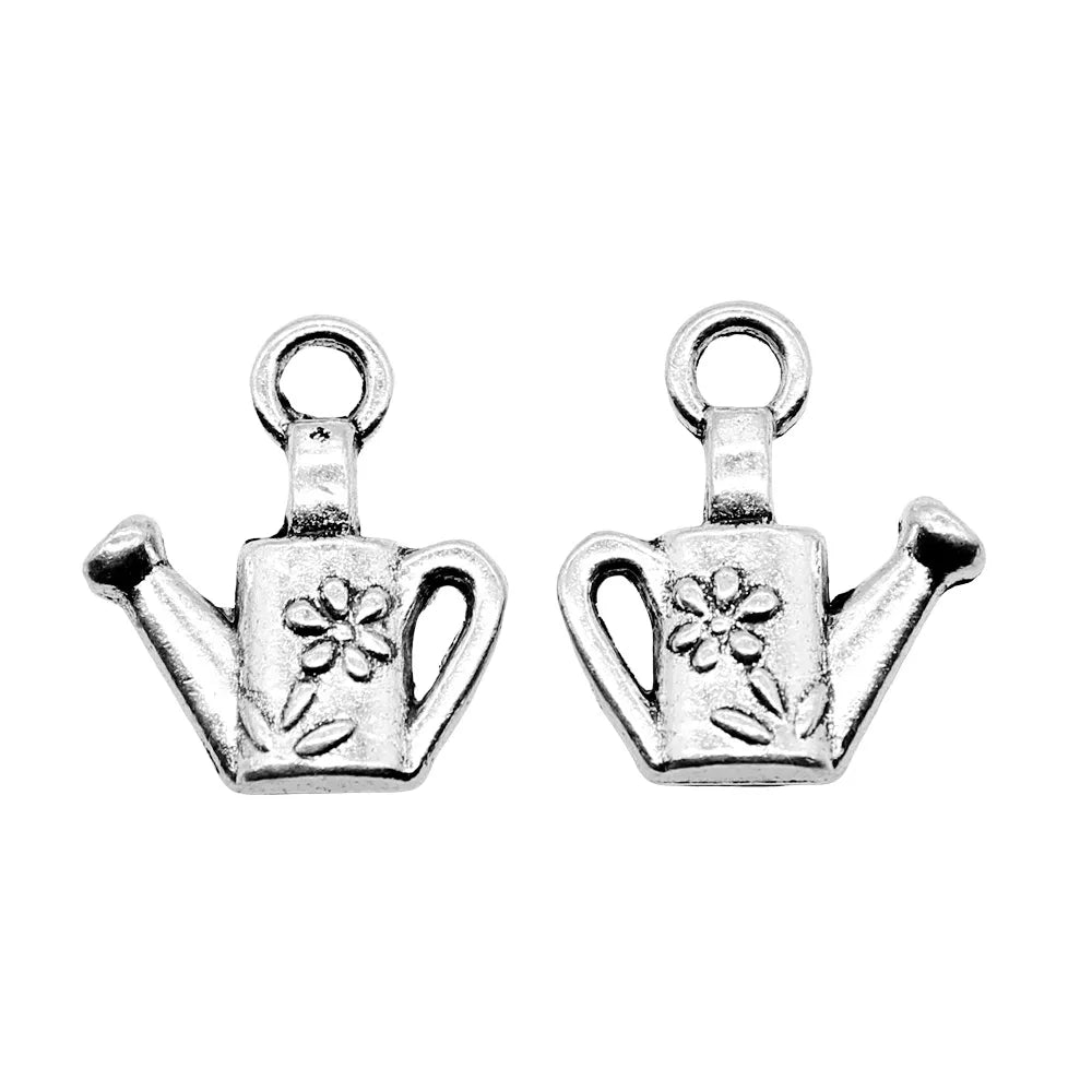 18x15mm 2g Antique Silver Zinc Alloy Watering Can Charm Pendant for DIY Necklace Bracelet Making