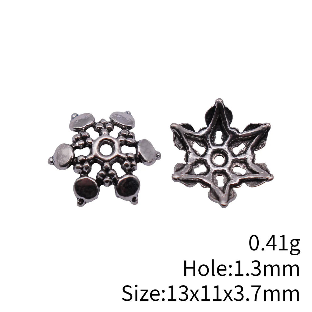 13x11x3.7mm 0.41g Antique Silver Tone Zinc Alloy Leaf Flower Bead Caps for DIY Bracelet Jewelry Making