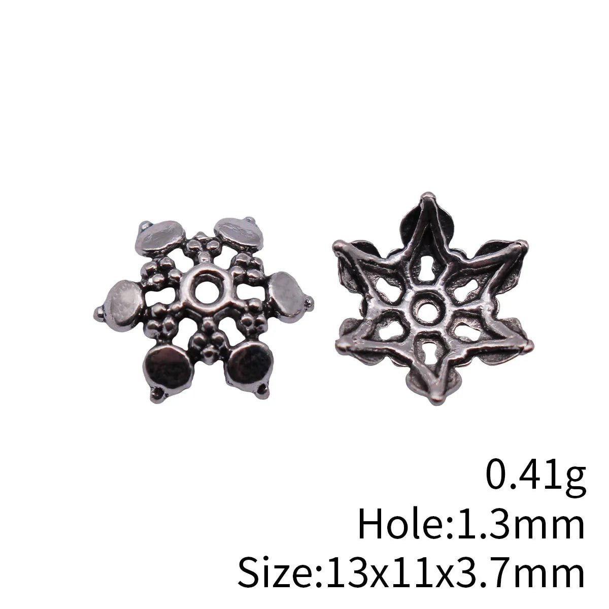 13x11x3.7mm 0.41g Antique Silver Tone Zinc Alloy Leaf Flower Bead Caps for DIY Bracelet Jewelry Making