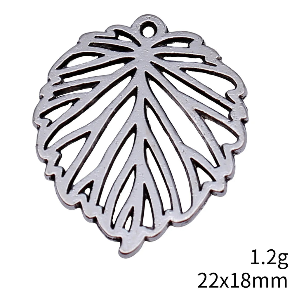 22x18mm 1.2g Antique Silver Zinc Alloy Hollow Leaf Charm Pendant for DIY Necklace Bracelet Jewelry