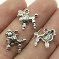 14x14mm 0.8g Antique Silver Zinc Alloy Poodle Dog Charm Pendant for DIY Bracelet Necklace Jewelry