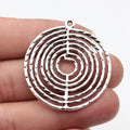44x41mm 7.2g Antique Silver Zinc Alloy Layered Hammered Round Ring Charm Pendant for DIY Necklace