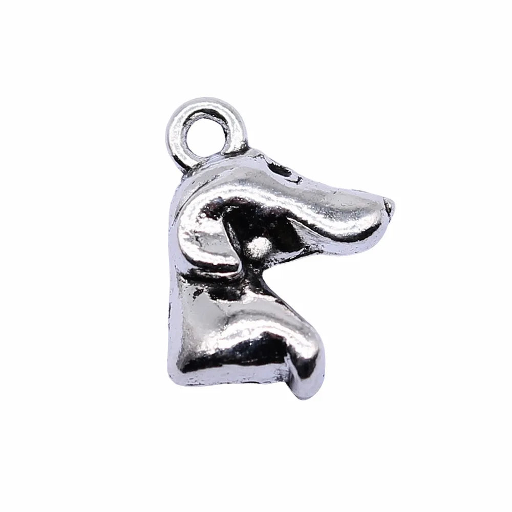 14x12mm 2.5g Antique silver zinc alloy Dog Head charm pendant for DIY pet theme jewelry making