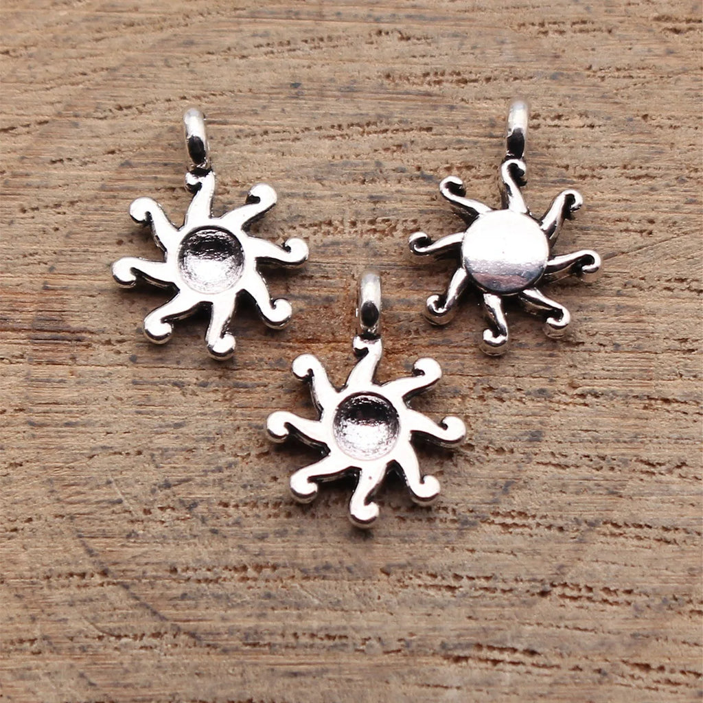 13x10mm 0.45g Antique Silver Zinc Alloy Sun Charm Pendant for DIY Necklace Bracelet Jewelry Making