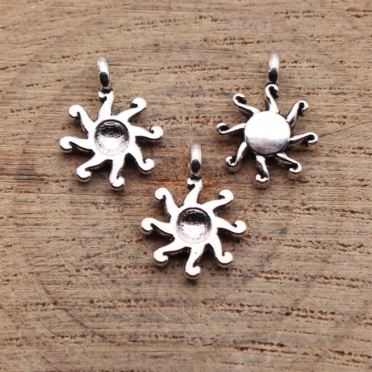 13x10mm 0.45g Antique Silver Zinc Alloy Sun Charm Pendant for DIY Necklace Bracelet Jewelry Making
