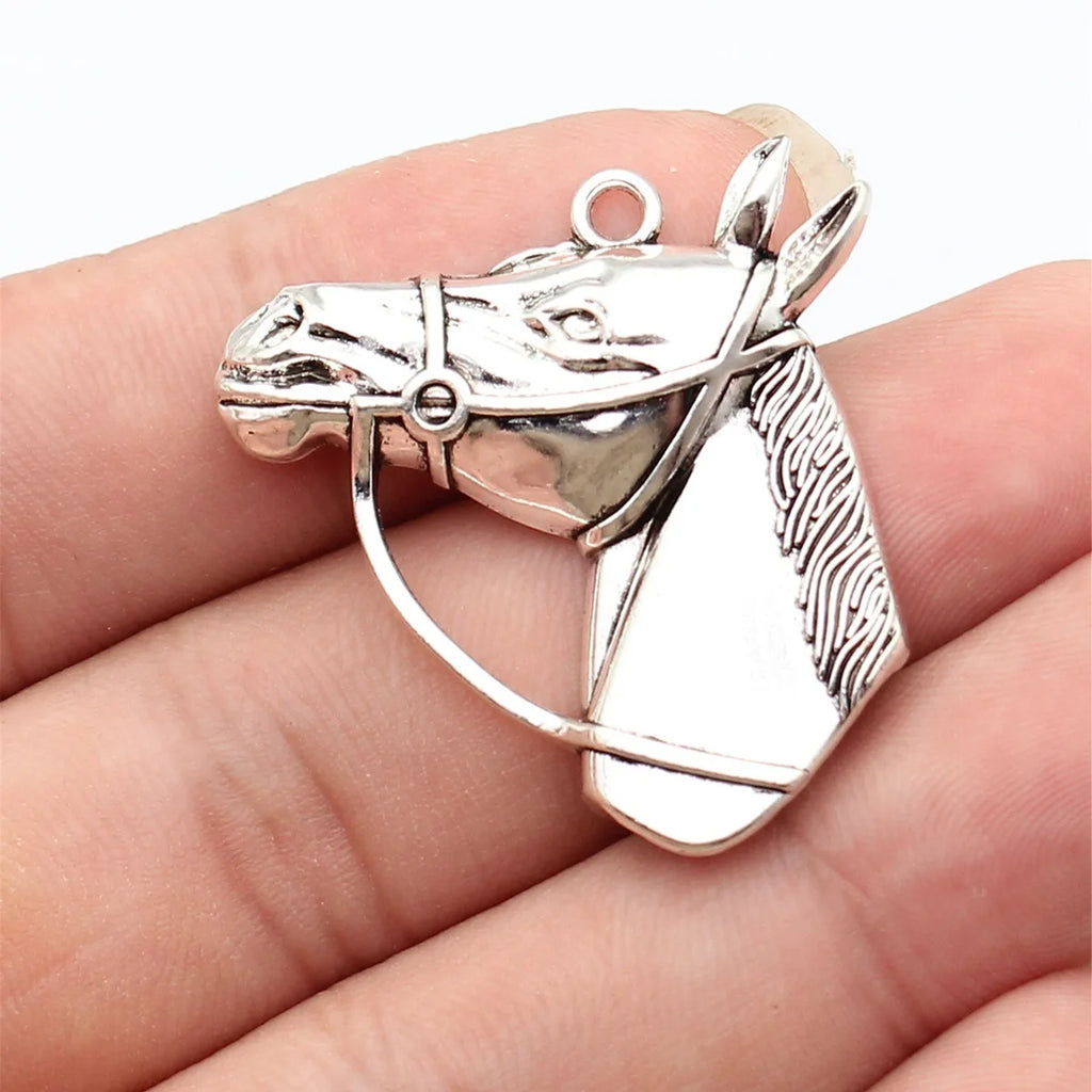 35x34mm 6.3g Multicolor Zinc Alloy Horse Head Charm Pendant for DIY Necklace Bracelet Making