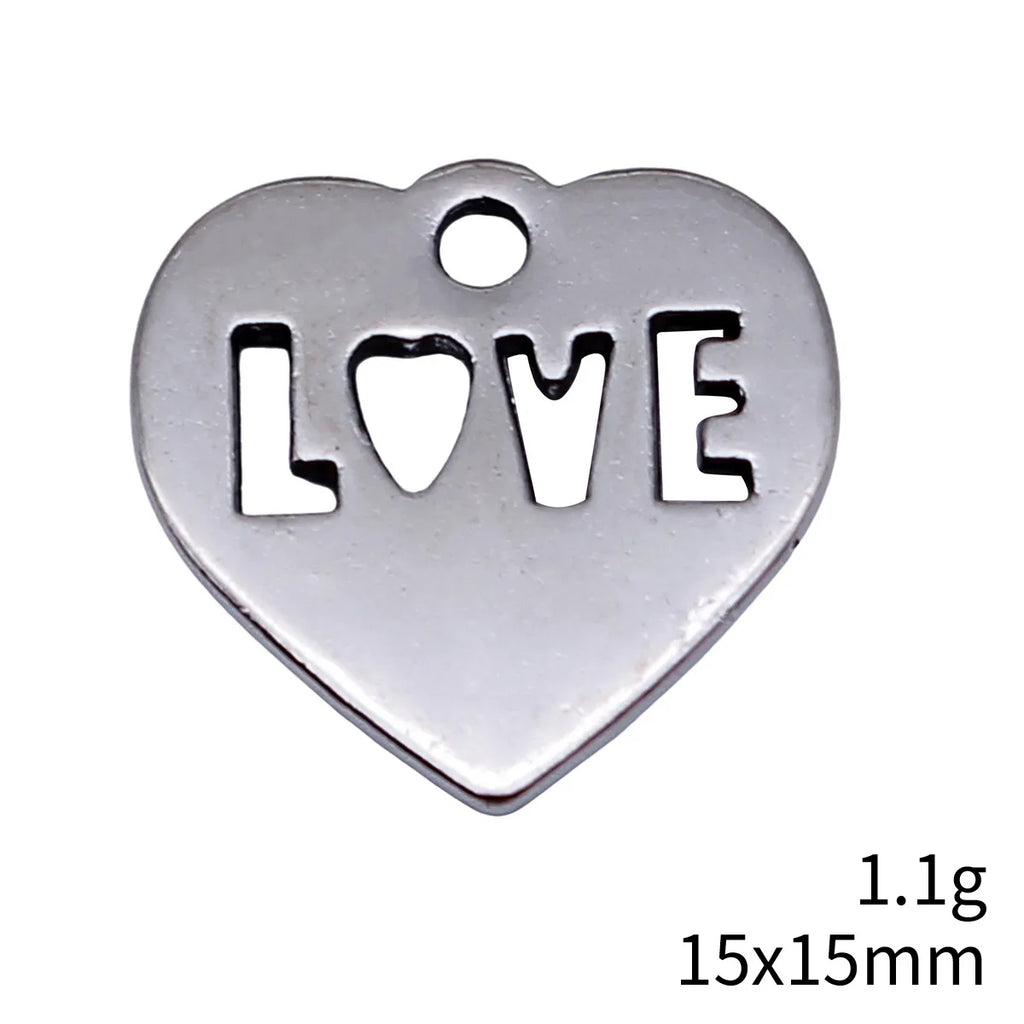 15x15mm 1.1g Antique Silver Zinc Alloy LOVE Heart Charm Pendant for DIY Necklace Bracelet Jewelry