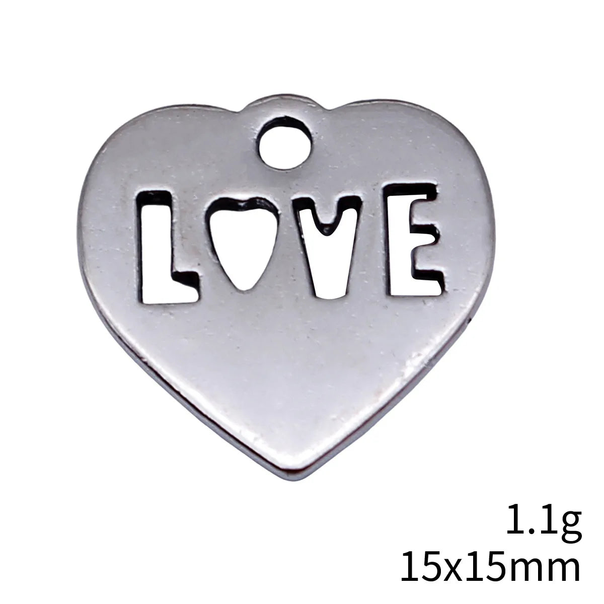 15x15mm 1.1g Antique Silver Zinc Alloy LOVE Heart Charm Pendant for DIY Necklace Bracelet Jewelry