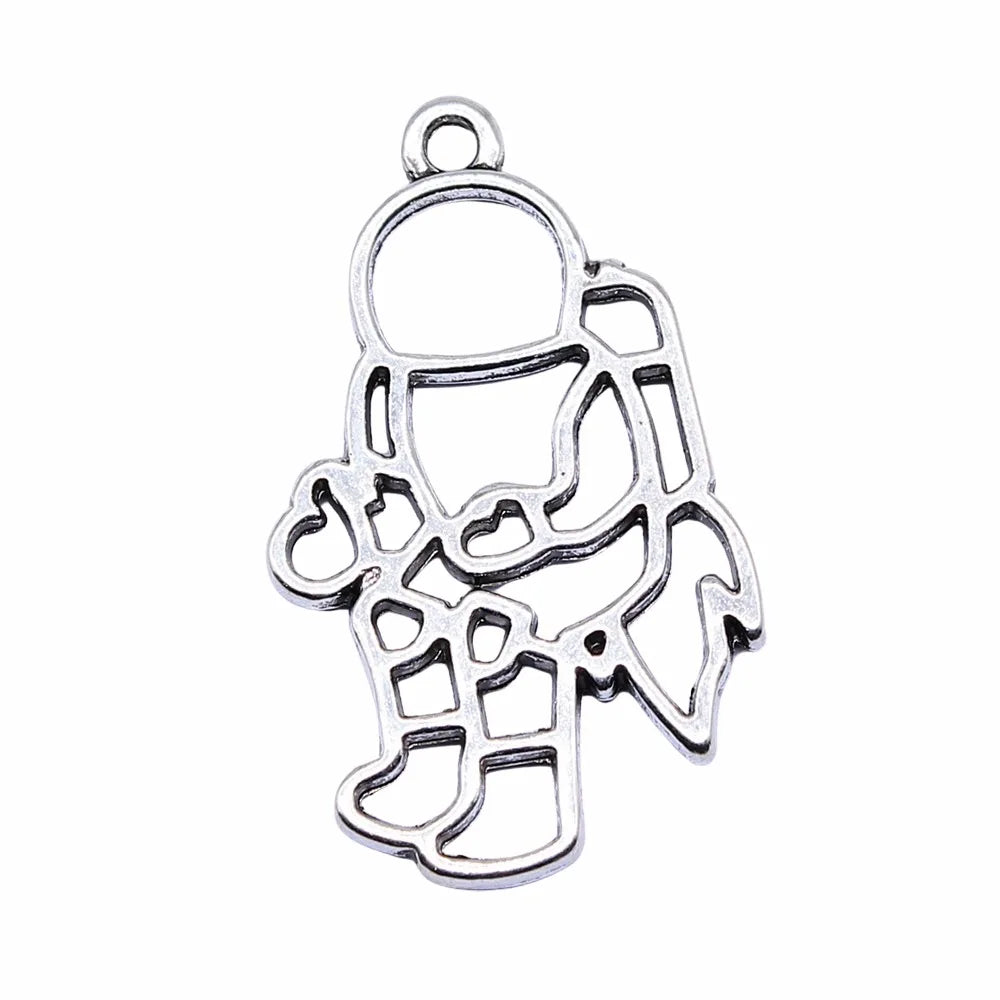 30x18mm 2g Antique Silver Zinc Alloy Astronaut Frame Charm Pendant for DIY Necklace Making