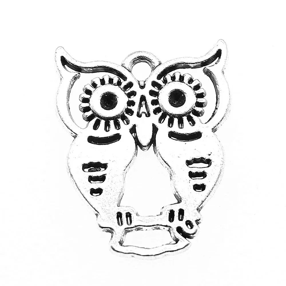 23x19mm 2.5g Antique Silver Zinc Alloy Owl Cat Charm Pendant for DIY Necklace Bracelet Jewelry Making