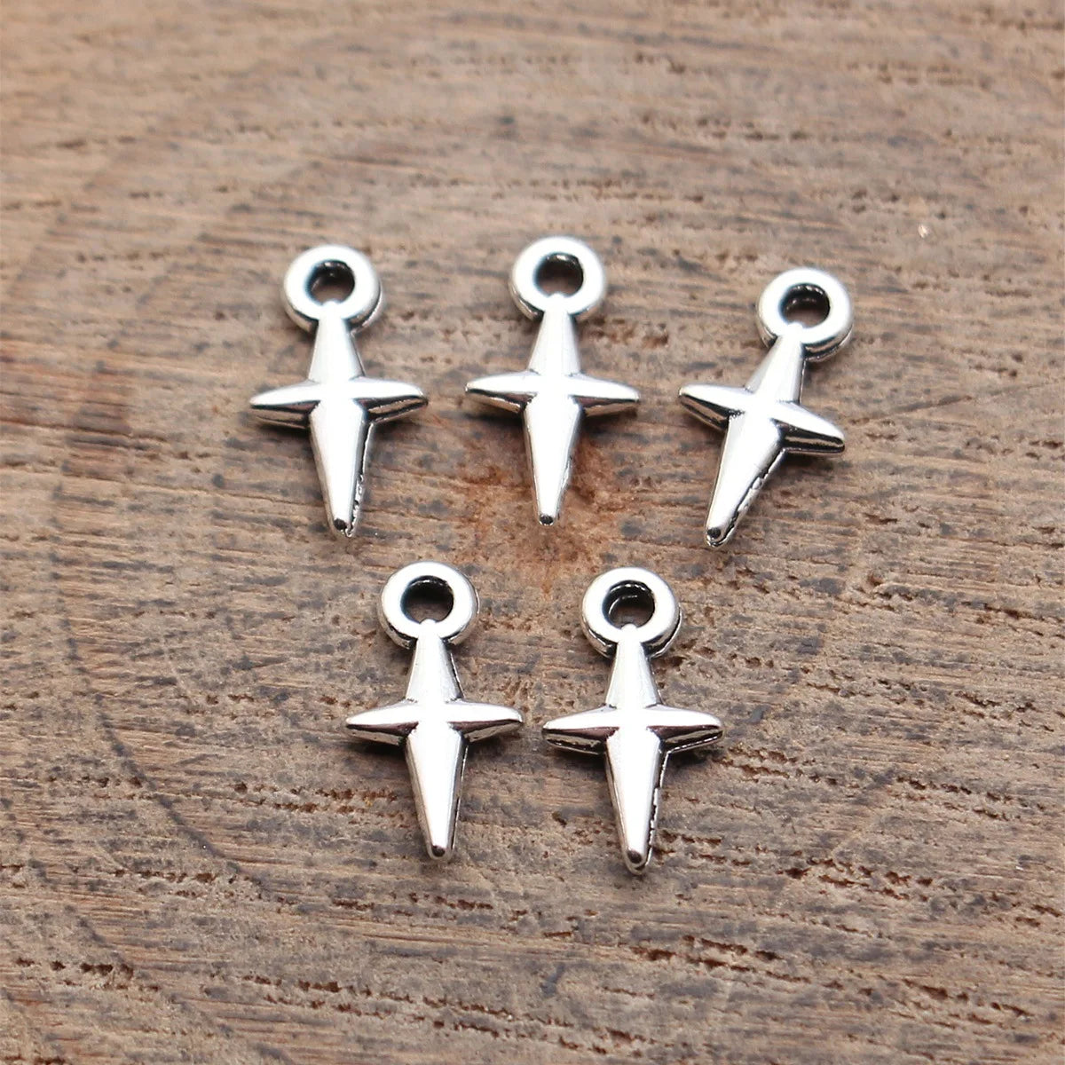 11x6mm 0.18g Multicolor Zinc Alloy Cross Star Charm Pendant for DIY Bracelet Necklace Making