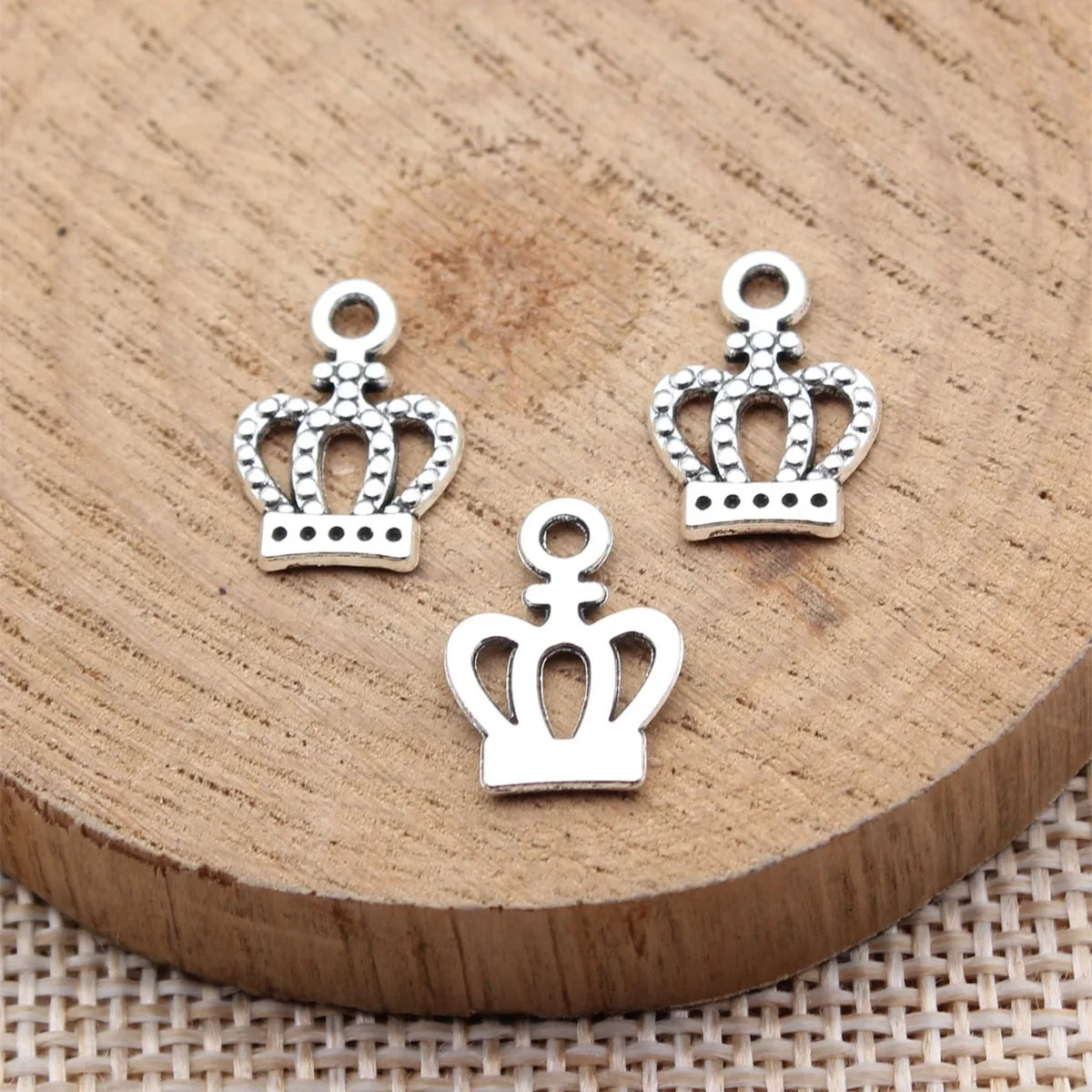 14x10mm 0.45g Antique Silver Zinc Alloy Crown Charm Pendant for DIY Necklace Bracelet Jewelry