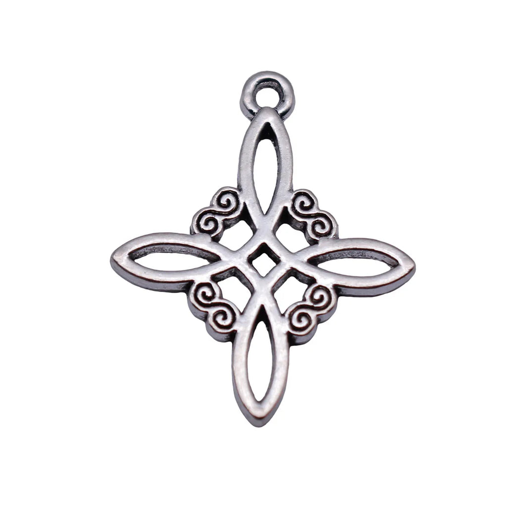 25x20mm 1.2g Antique Silver Zinc Alloy Hollow Cross Star Pattern Celtic Knot Charm Pendant for DIY Jewelry