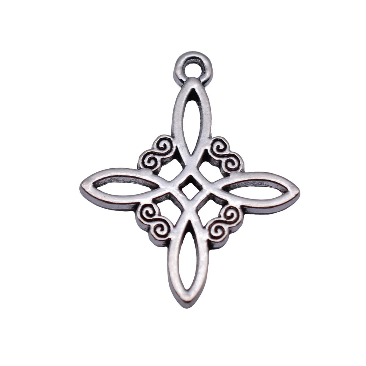 25x20mm 1.2g Antique Silver Zinc Alloy Hollow Cross Star Pattern Celtic Knot Charm Pendant for DIY Jewelry
