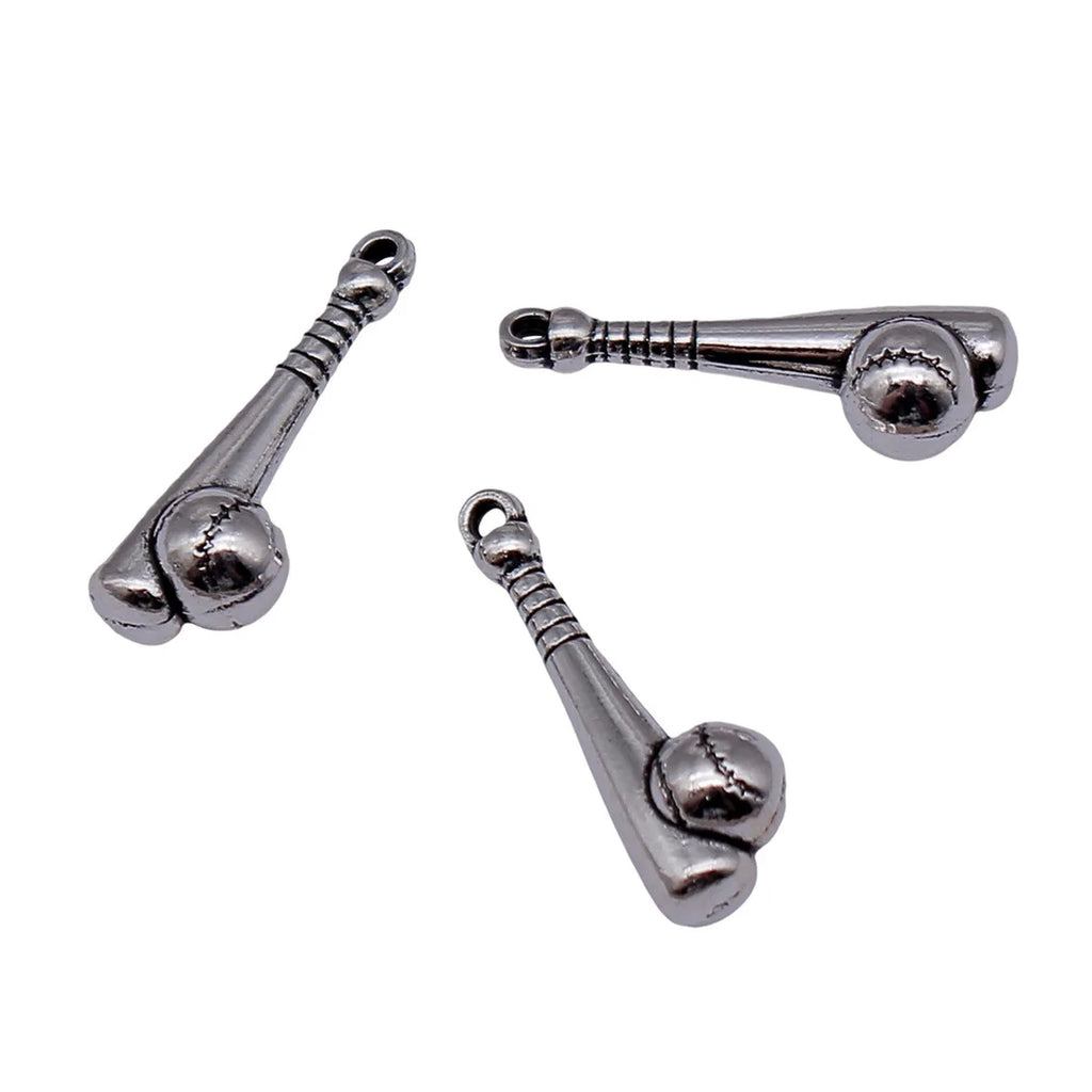 21x7.4mm 1.6g Antique Silver Zinc Alloy Baseball Bat charm pendant for DIY sports jewelry making