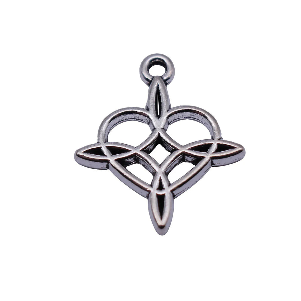 20x17mm 1.2g Antique Silver Zinc Alloy Openwork Heart Cross Star Celtic Knot Hollow Charm Pendant for DIY Jewelry