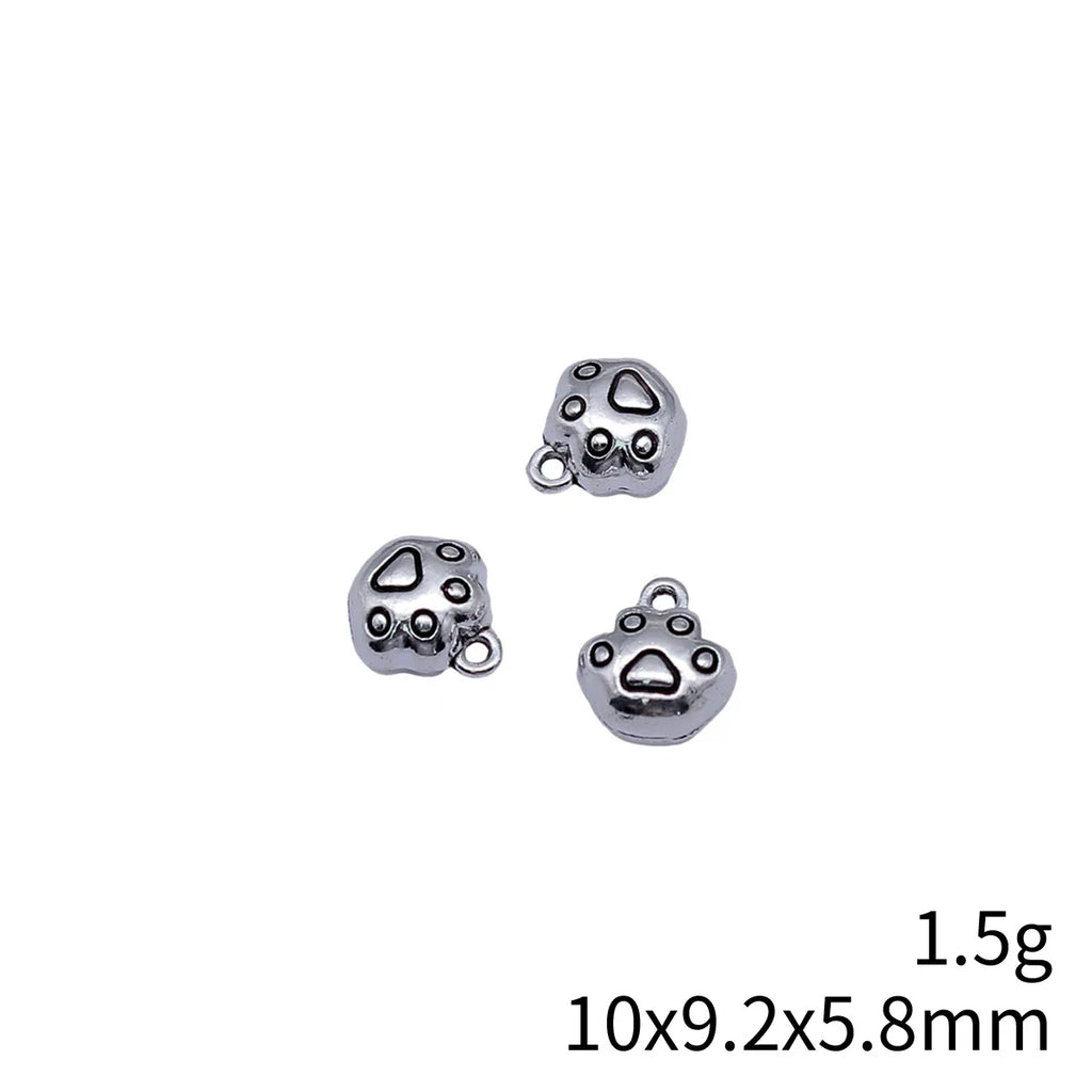 10x9.2x5.8mm 1.5g Antique Silver Zinc Alloy Cute 3D Paw Charm Pendant for DIY Pet Theme Jewelry Making